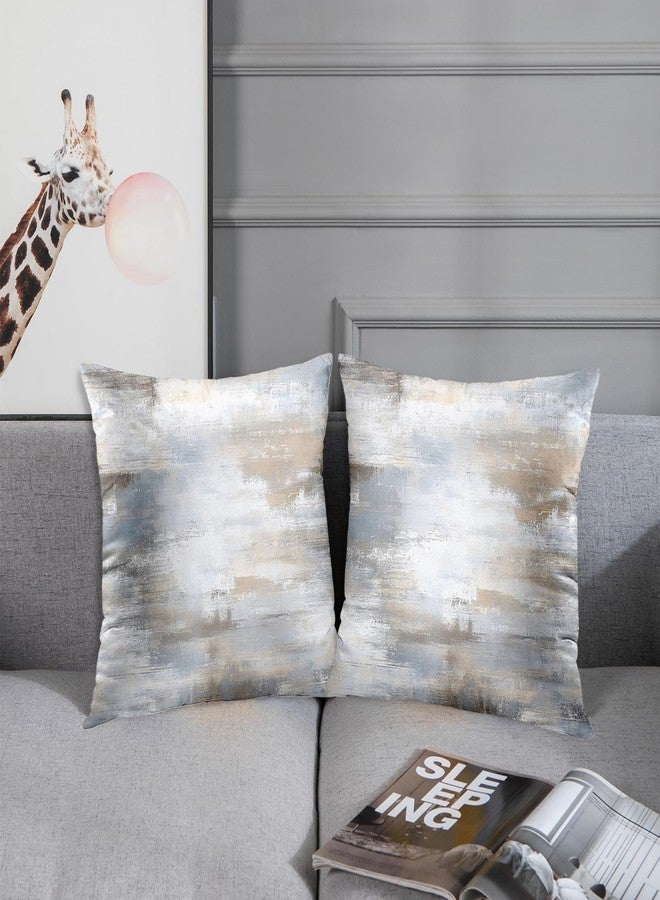Britimes Throw Pillow Covers Modern Home Art Decor, 18 x 18 Inches Set of 2 Abstract Oil Painting Pillowcases for Bedroom, Living Room, Cushion Couch Sofa, Abstract Beige Grey Blue - Image 4